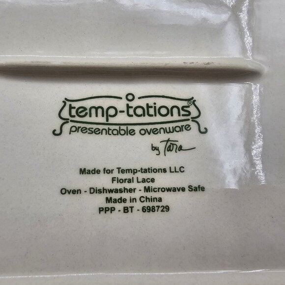 Tara Temptations Snack Serving Trays Chip & Dip in Floral Lace Brown Lot of 2 - Picture 4 of 7